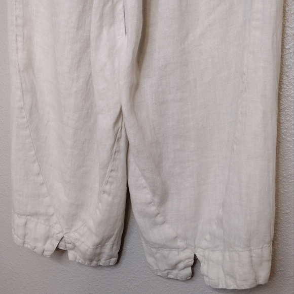 Cut Loose Linen Elastic Waist High Rise Lagenlook Minimalist Wide Leg Pants Sz S - Picture 9 of 14